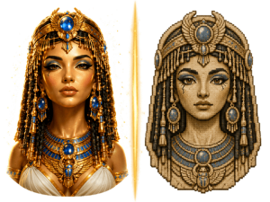 Rise of Cleopatra slot graphics compare